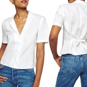 NWT Reformation Short Sleeve Linen Button-Up Shirt XL $148